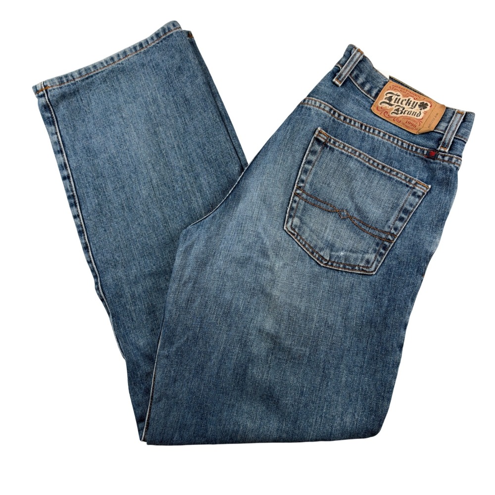 Lucky Brand Jeans Mens 32 Blue Vintage American Made Straight Leg Y2K